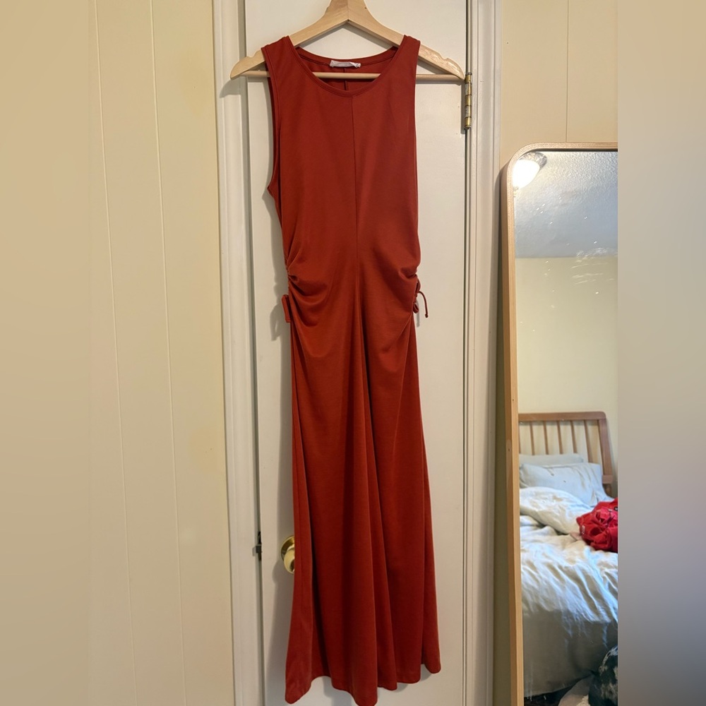 Mango burnt orange/red cut out dress